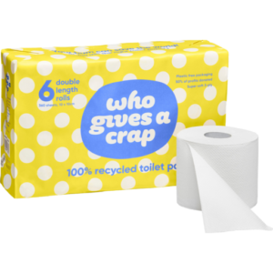 Who Gives A Crap 6 Pack Unwrapped Recycled Paper Toilet Roll: 400 sheets